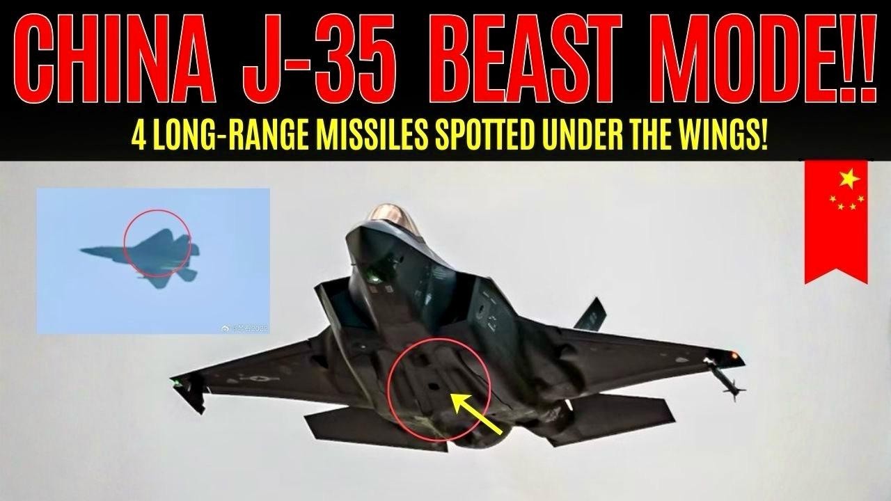 Китайский истребитель J-35 перешел в «режим зверя»? Новые снимки демонстрируют огромные ракеты!