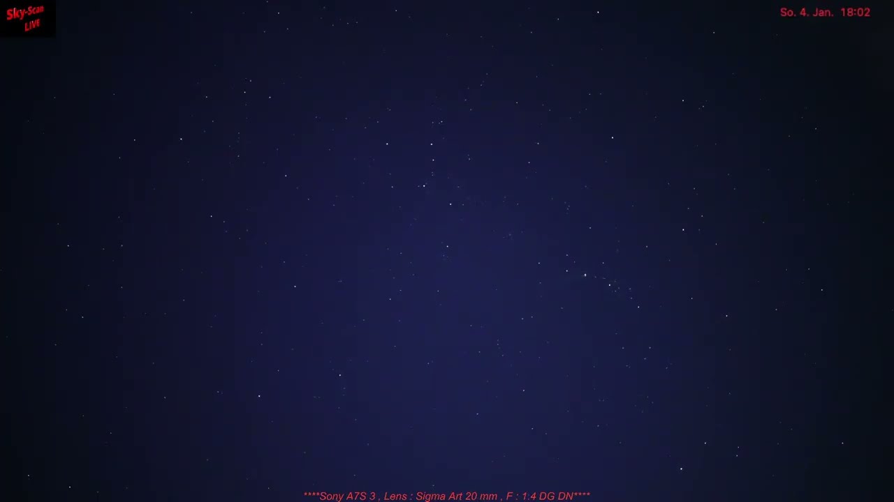 Meteor und Sternenhimmel  04.01.2026.  Livestream .