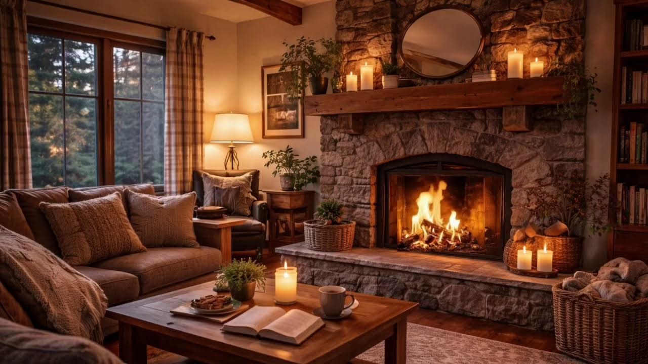 fireplace cozy evening