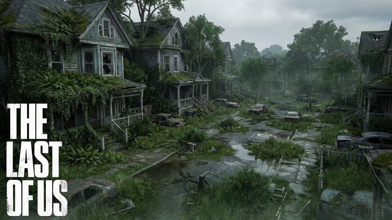The Last of Us Ambience 🌿| Nature Reclaiming the Suburbs in Rainy Apocalypse