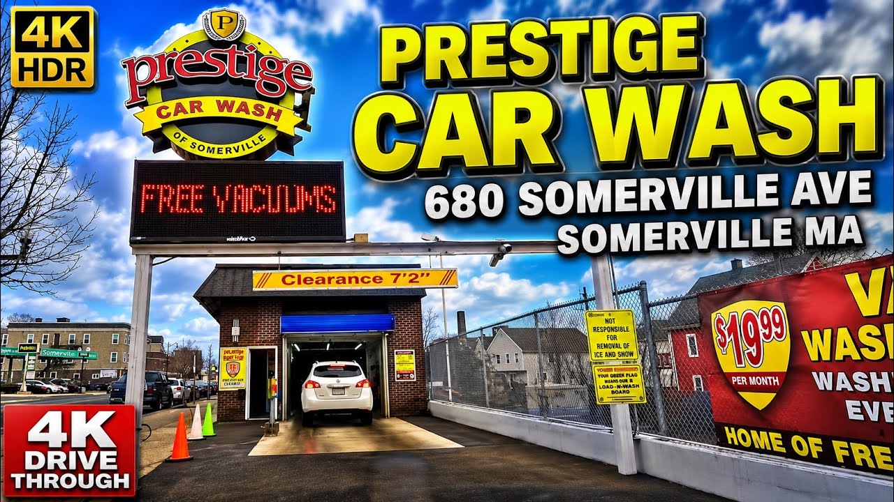 💦Prestige Car Wash | 680 Somerville Ave Somerville MA | 4K Drive Through - 1/9/24