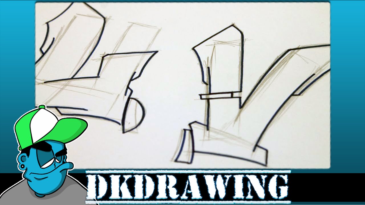 Graffiti Tutorial for beginners - How to draw cool letters U & V