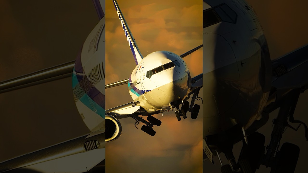 ANA 737 beautiful evening arrival into Kansai International, Osaka 🇯🇵 #shorts