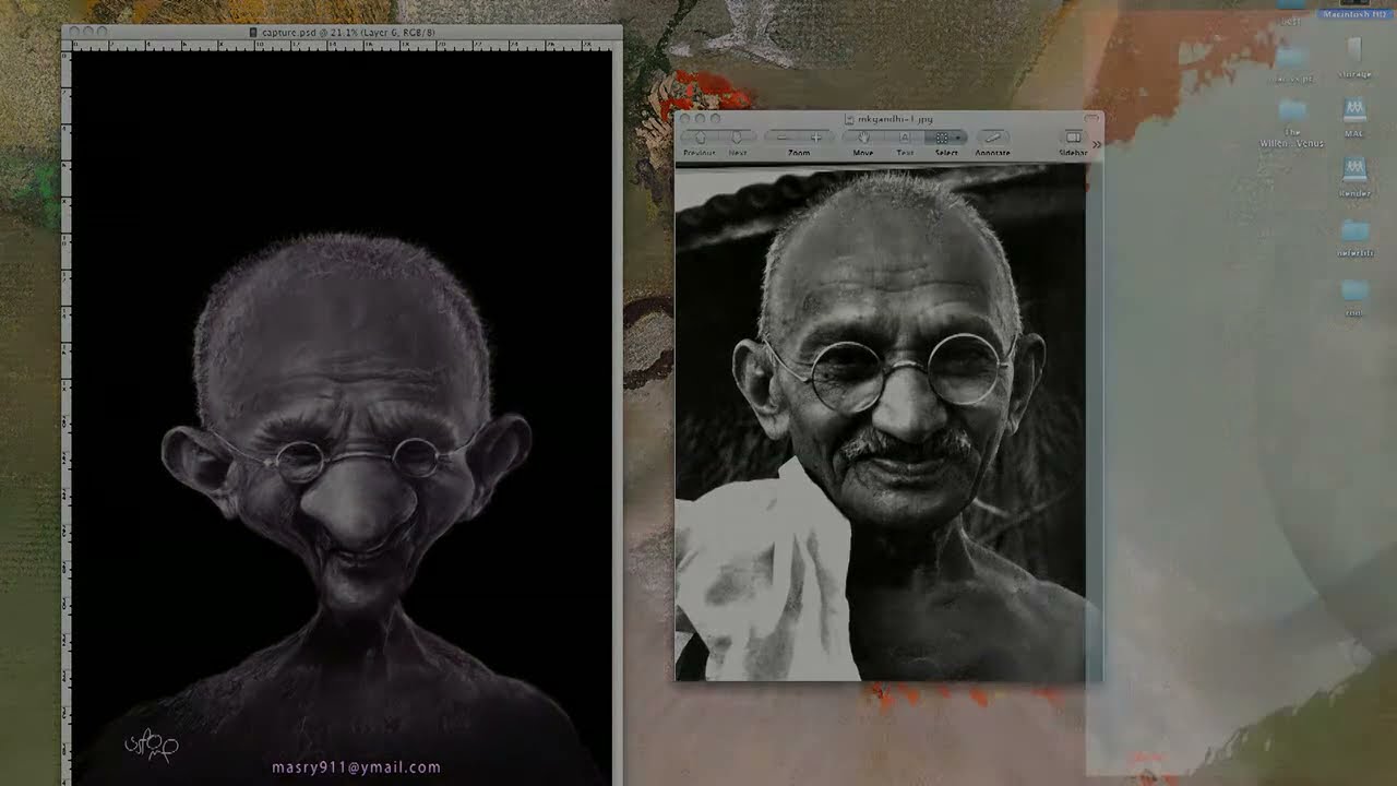 Drawing Gandhi by Wacom-Cintiq-24HD-touch Screen