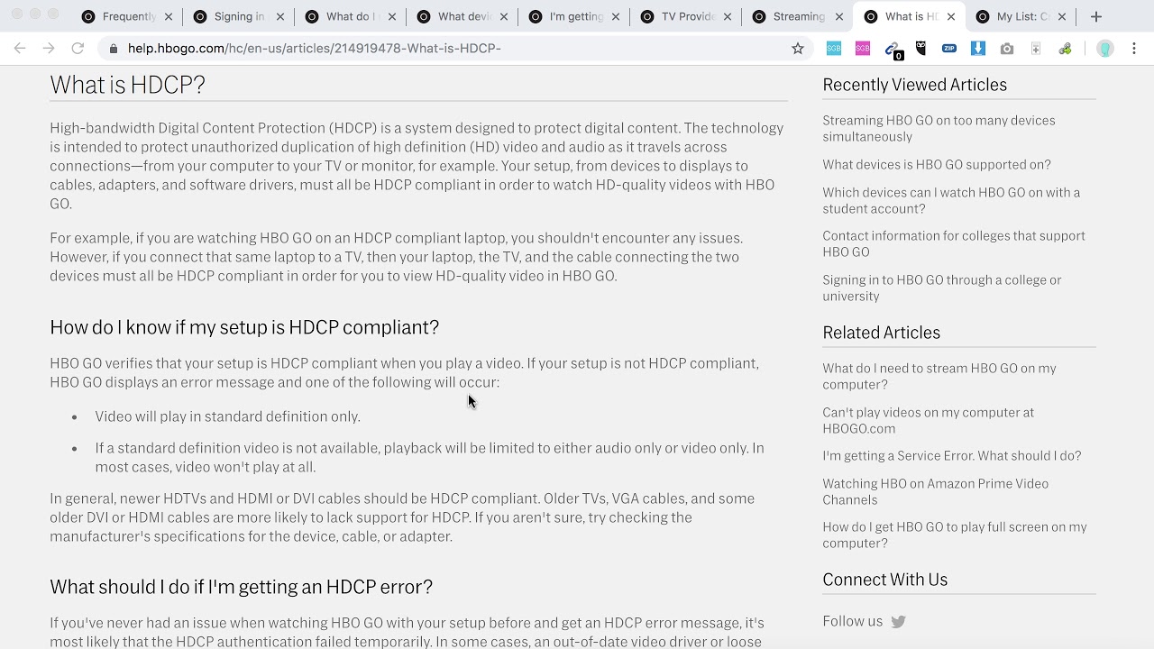 How to SOLVE HDCP error on HBO?