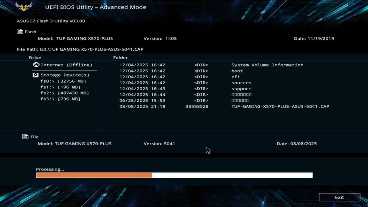 ASUS TUF GAMING X570-PLUS How To BIOS Update 1405 to 5041 EZ Flash 3 Utility