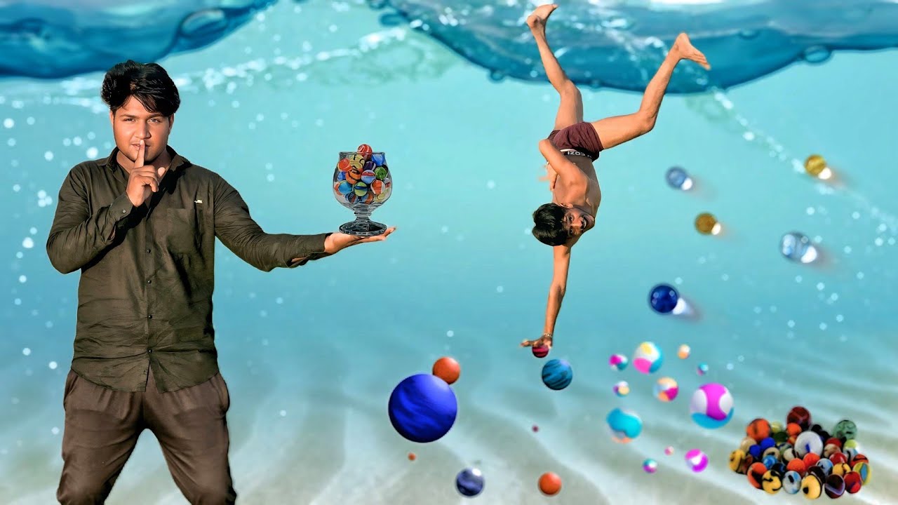 Underwater Marbles Pick Up Challenge!! Win by 10,000/-