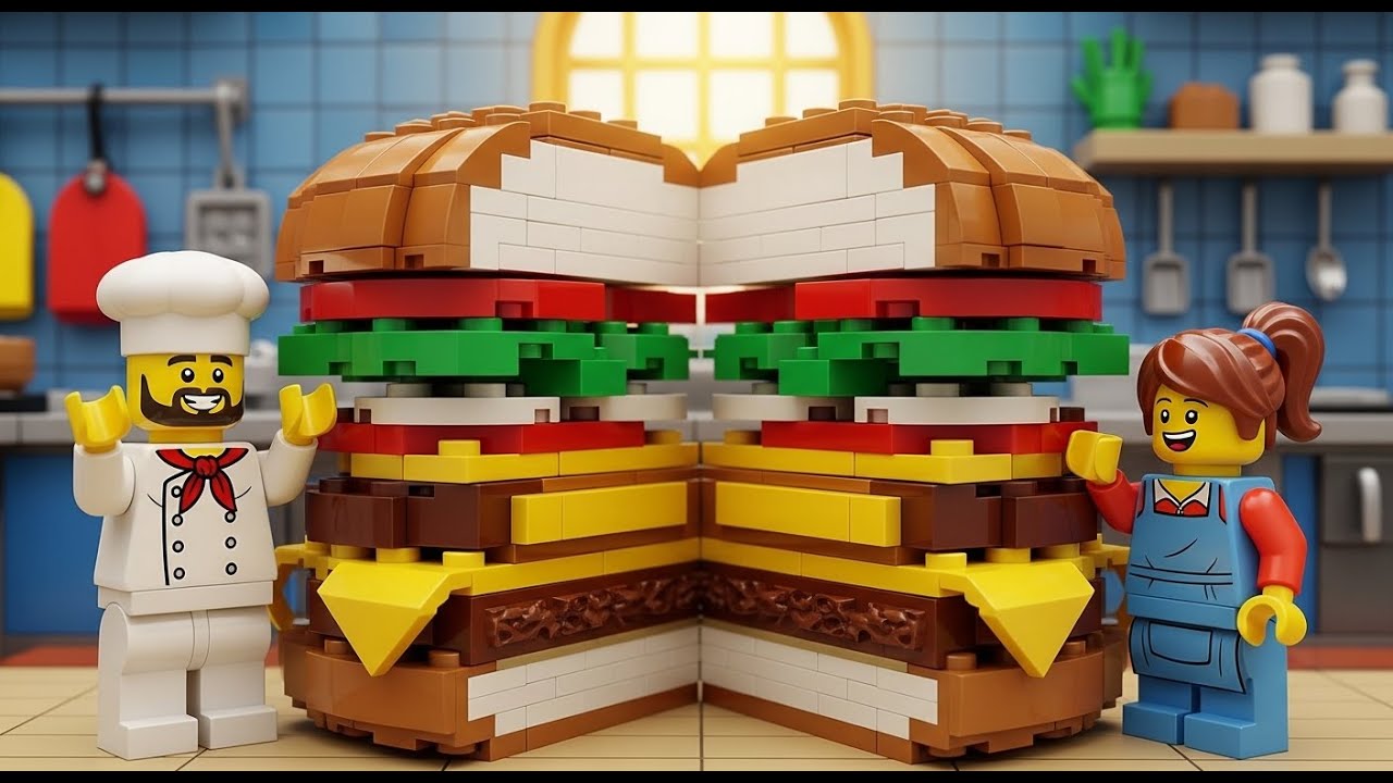 Giant LEGO Burger King Style: Triple Cheese Challenge 🍔🧀