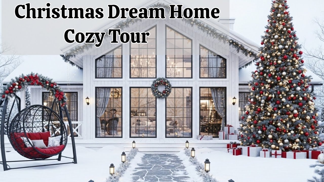 Dream Home Tour – Elegant Christmas Cottage | Snowy Windows, Cozy Rooms & Holiday Decor