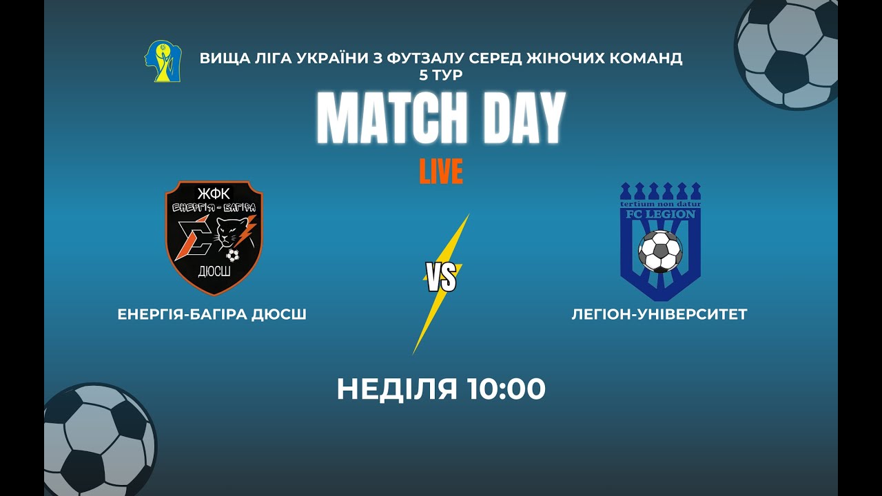 🔴LIVE: 5 тур Вища ліга з футзалу серед жіночих команд, Енергія - Багіра ДЮСШ- Легіон-Університет