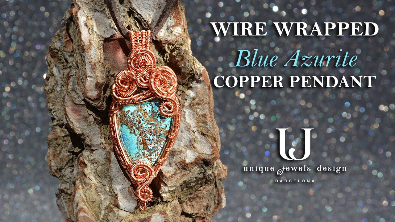 Blue Azurite Copper Pendant, DIY wire-wrapping, wire-weaving techniques, How I create my jewelry