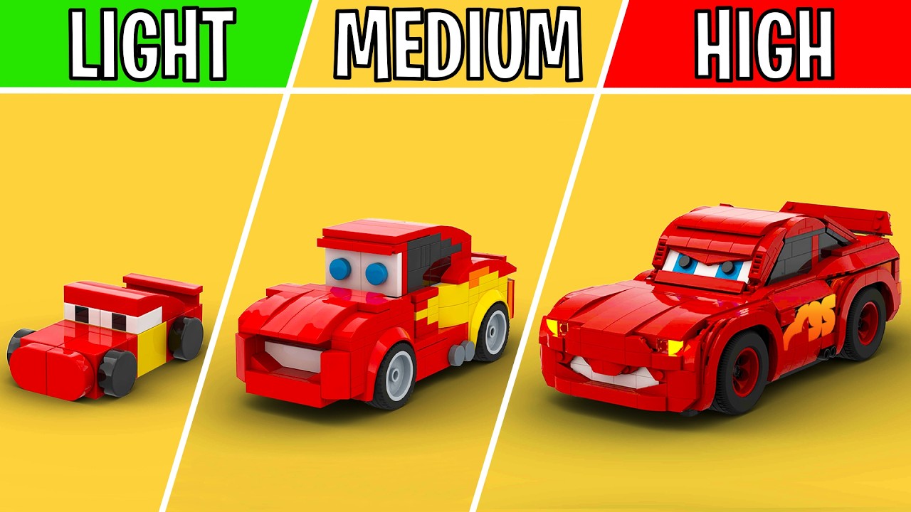 LEGO Lightning McQueen : Noob, Pro, and Hacker Builds | Lego Pixar Cars