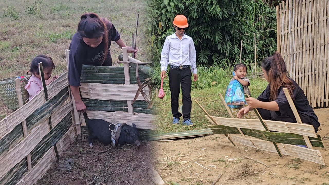 The engineer bought meat for the girl, and the snake wrapped around the mother and daughter's pig.