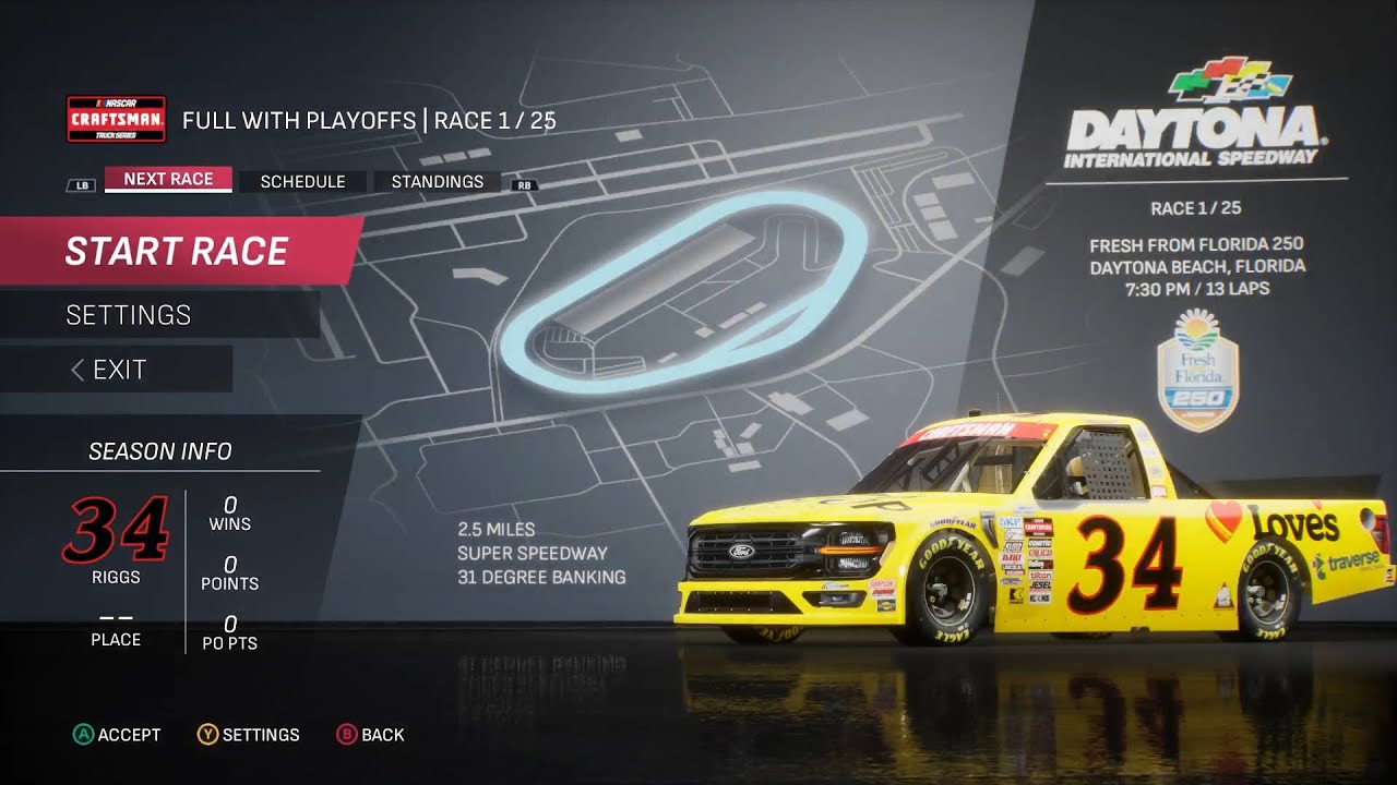 NASCAR 25 - Layne Riggs Championship Mode - Race 1/25