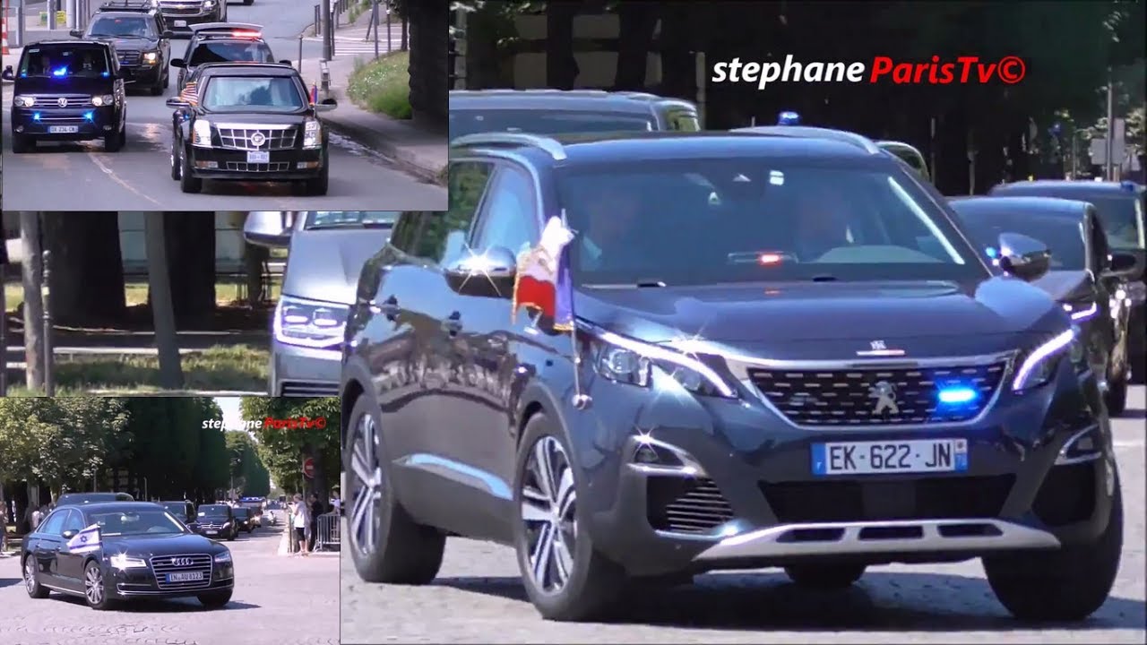 Trump Vs Macron Vs Netanyahu convoy  in Paris