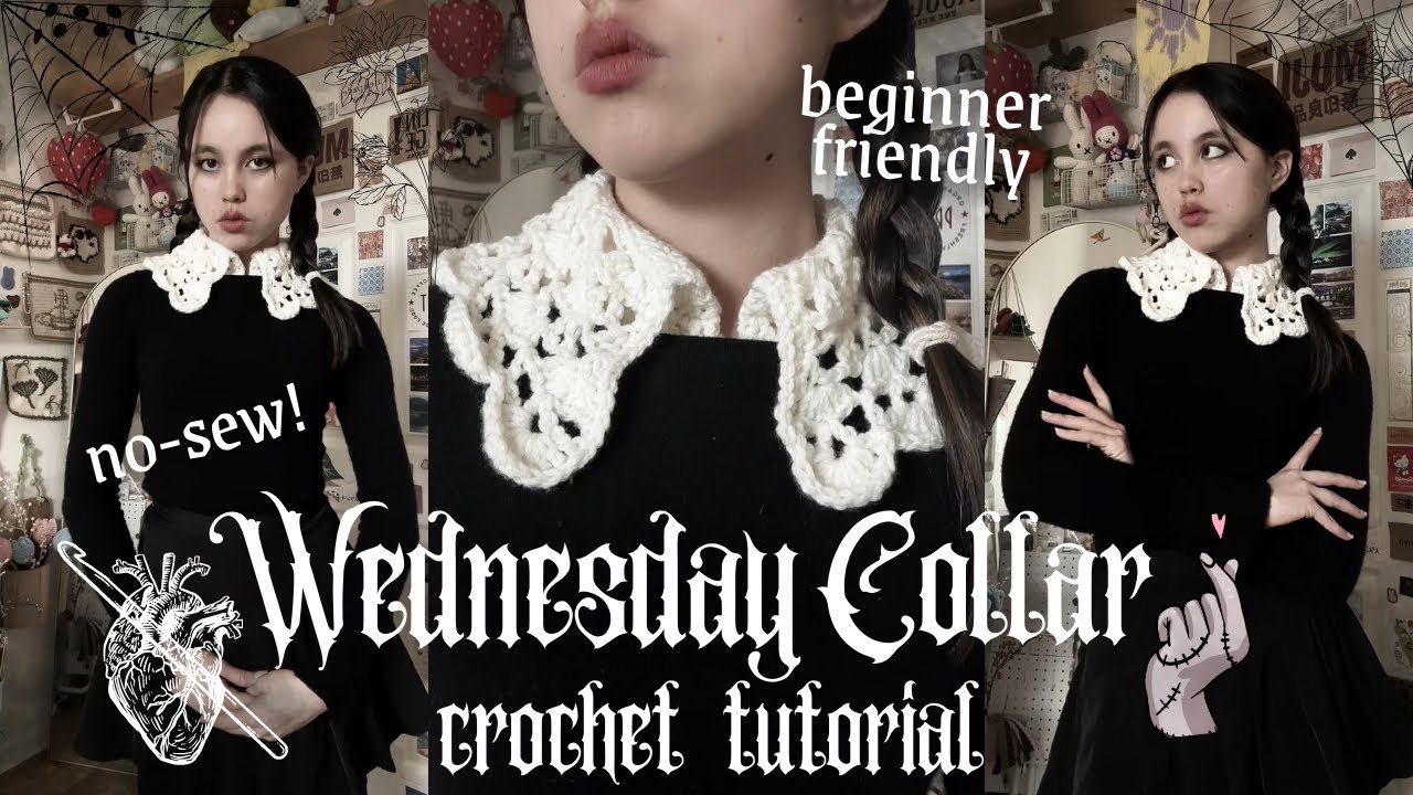 🕸️Wednesday Collar 🎻🖤 Crochet Tutorial | No-Sew + Beginner-Friendly ☾⋆⁺₊✧