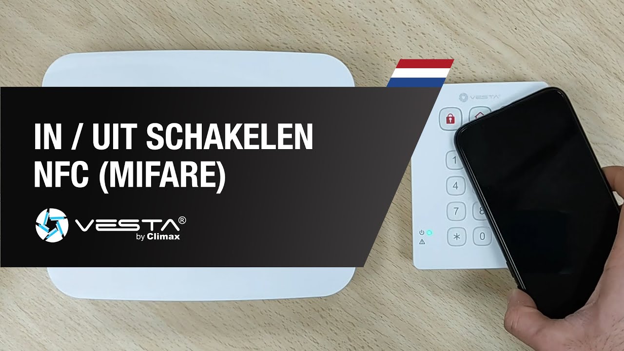 In / uit schakelen Vesta by Climax Alarmsysteem met je mobiele telefoon via NFC (Mifare) | By Demes