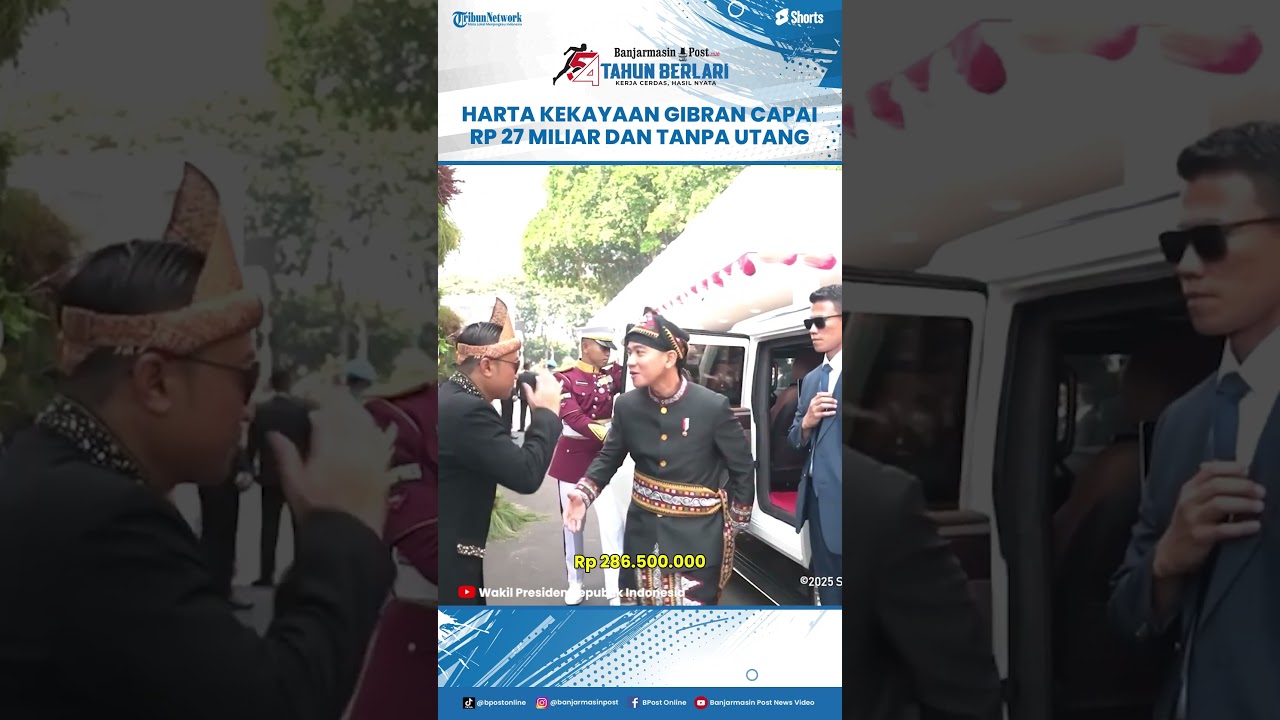 Harta Kekayaan Wapres Gibran Rakabuming Tembus Rp 27,9 Miliar, Lapor Tanpa Utang
