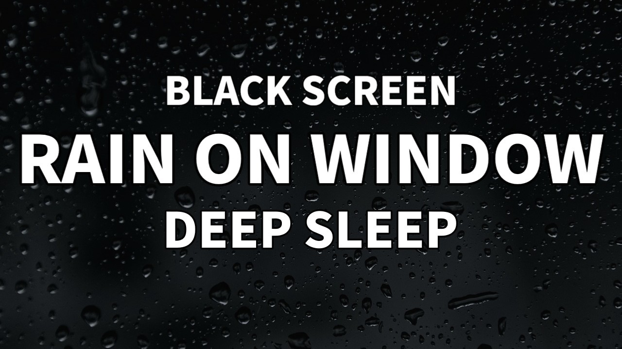 Black Screen Rain on Window for Sleep (8 Hours, No Thunder) | Dark Screen Rain Sounds