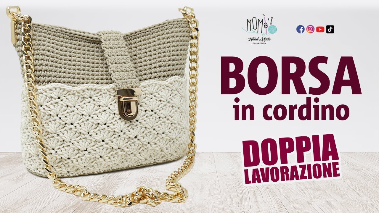 TUTORIAL BORSA UNCINETTO ⚜️ DOPPIA LAVORAZIONE - DOPPIA TASCA || PUNTO VENTAGLI 🌻Momì's🌻