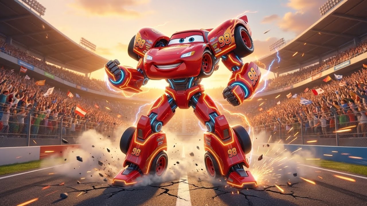 Epic Clash Robot McQueen Battles the Decepticons in a Cinematic War!  AI Cat Story
