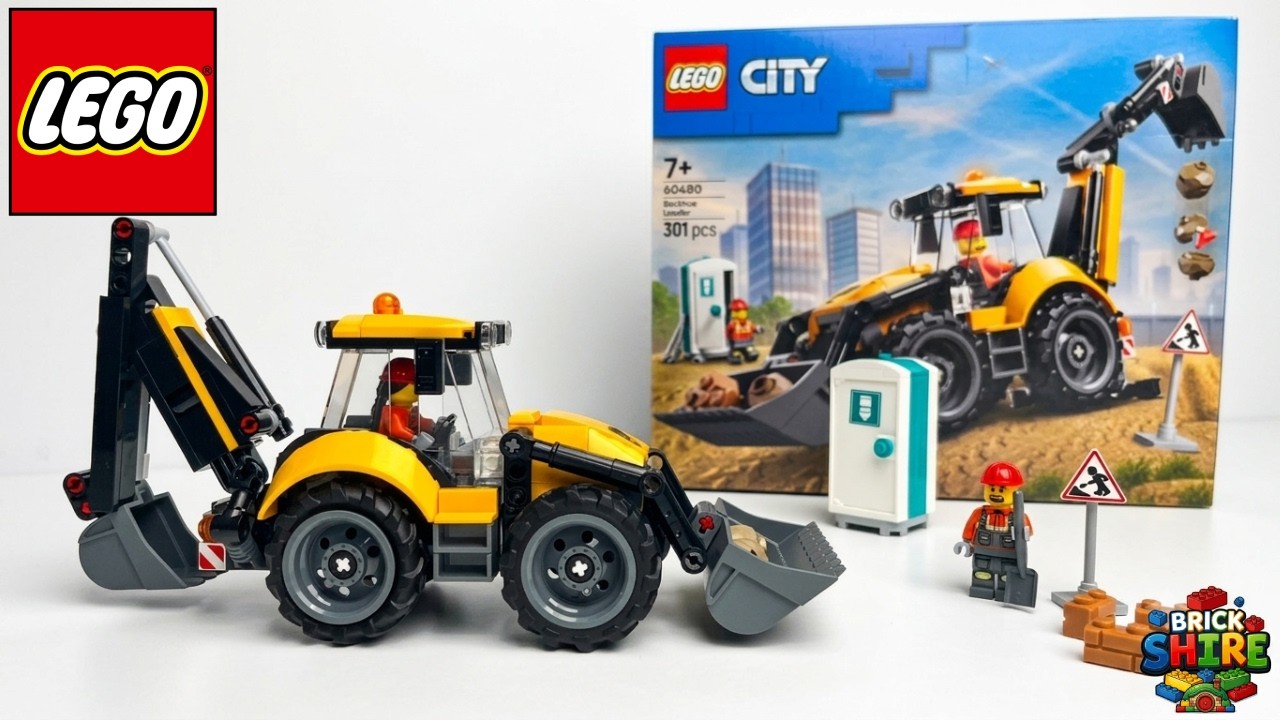 LEGO City 60480 Yellow Backhoe Loader - Stop Motion Capture Set Build
