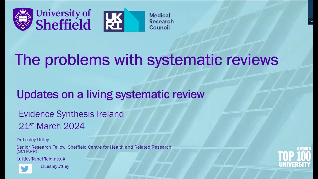 The problems with systematic reviews: updates on a living systematic review