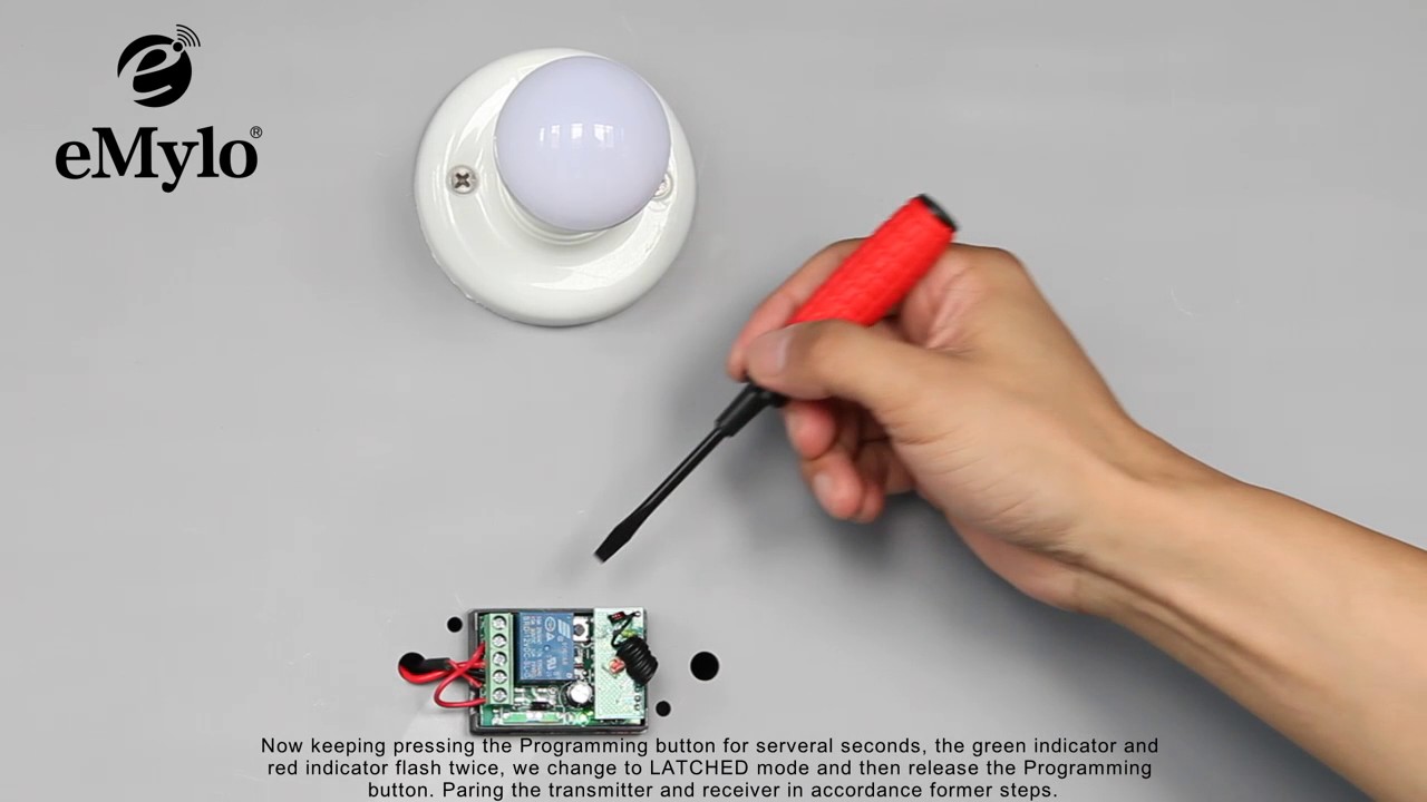 eMylo DC 12V 1channel remote control switch wireless RF relay wiring test instruction