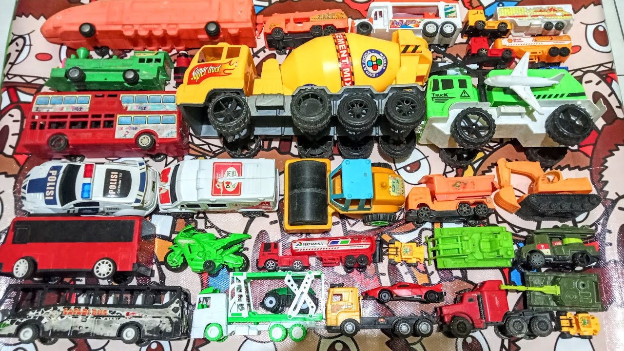 Menemukan Mobil Truk Molen, Mobil Balap, Bus Telolet, Kereta Api, Tank Baja, Excavator