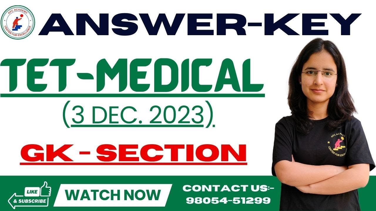 ANSWER-KEY | HP TET - MEDICAL | GK SECTION || DEC/03 