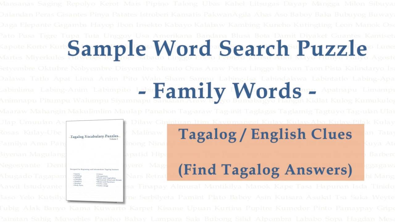 Sample Tagalog Word Search Puzzle - Family Vocabulary