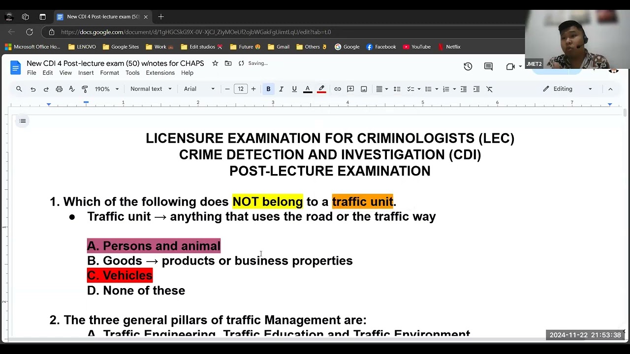 QA Traffic Management and Accident Investigation with Driving by CHAPS (Prof. Tullao) February 2025