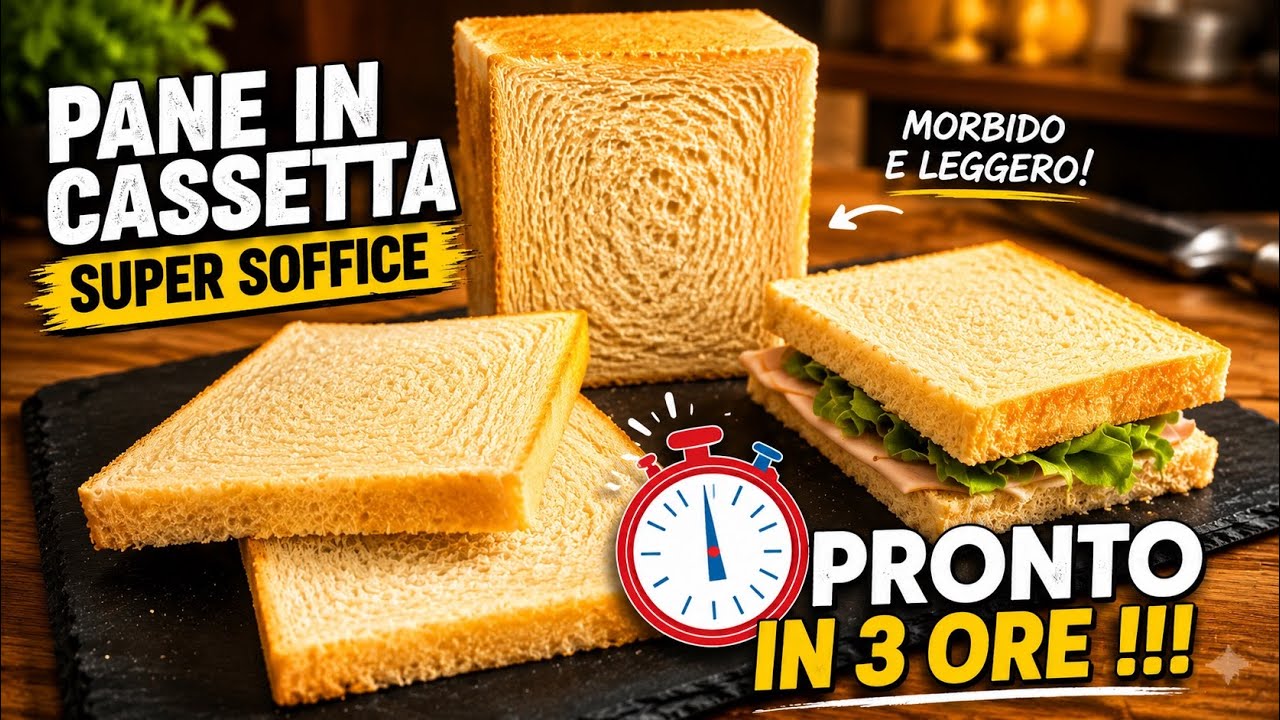 Pane in cassetta pronto in 3 ore  | pancarrè davvero soffice