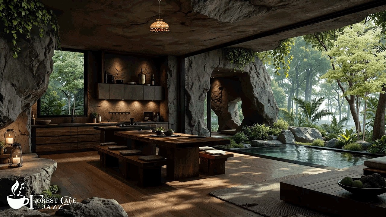 Relaxing Jazz in a Forest Stone Retreat | Smooth Jazz for Study, Work & Calm Nature Escape Ambience