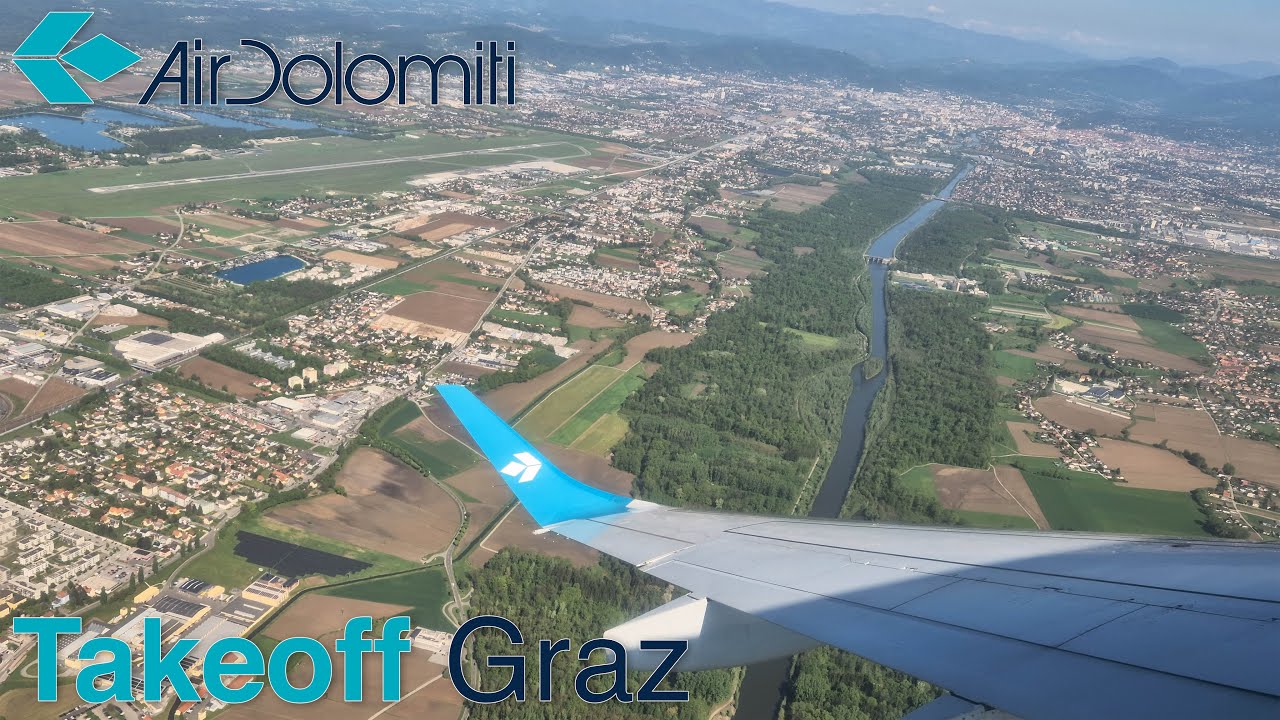 [4K] Air Dolomiti Embraer E195 ✈ Takeoff Graz