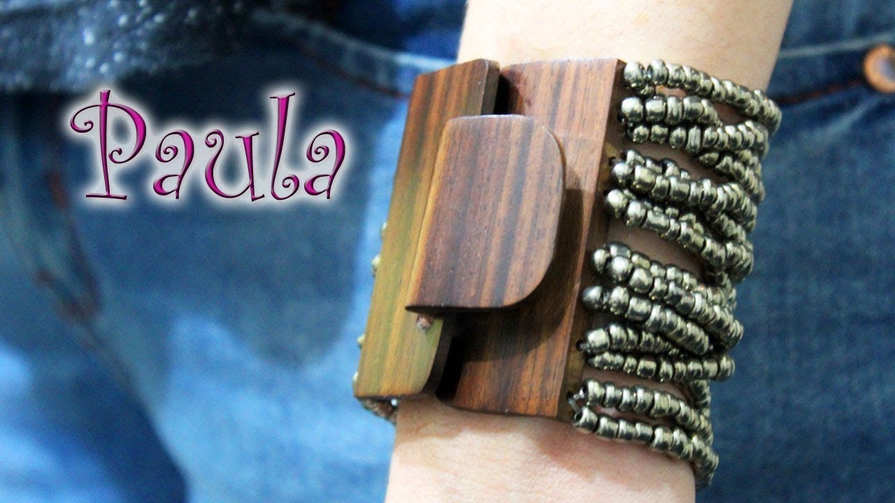 Aula de Bijuteria: Pulseira de fecho de madeira e miçangas