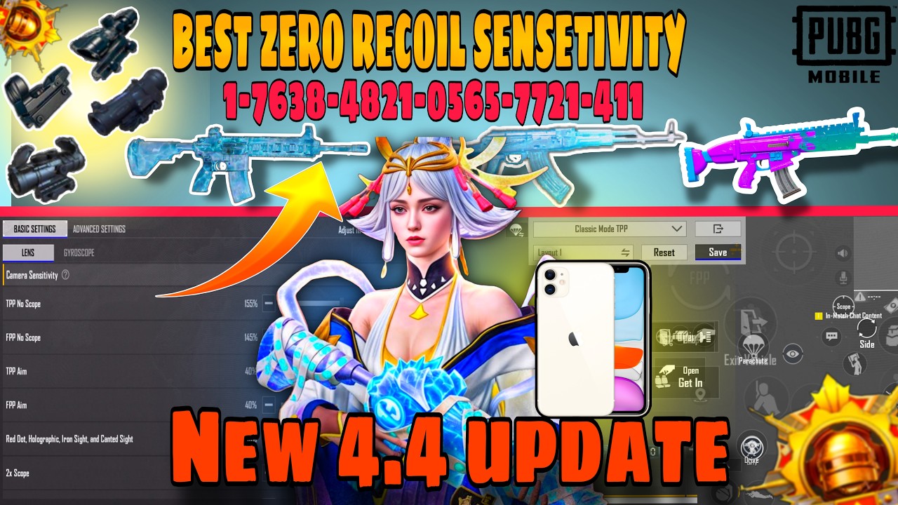 BEST ZERO RECOIL SENSITIVITY FOR PUBGMOBILE 4.4 UPDATE 2026🔥| PUBGMOBILE  | IPHONE11| BGMI Gyroscope