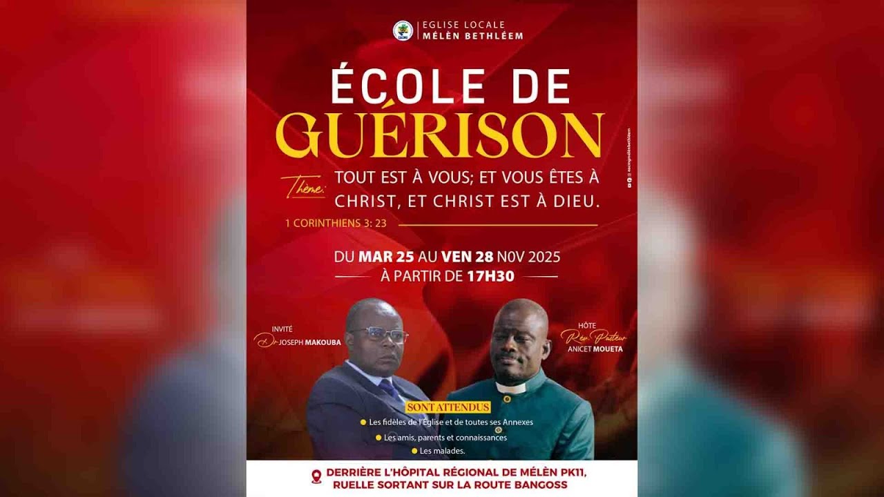 ECOLE DE GUERISON ] Thème: Tout est à vous; et vous êtes à Christ, et Christ est à Dieu ] J3
