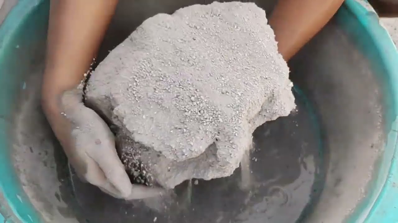 Full Dusty sand cement dry and water crumbling #asmr