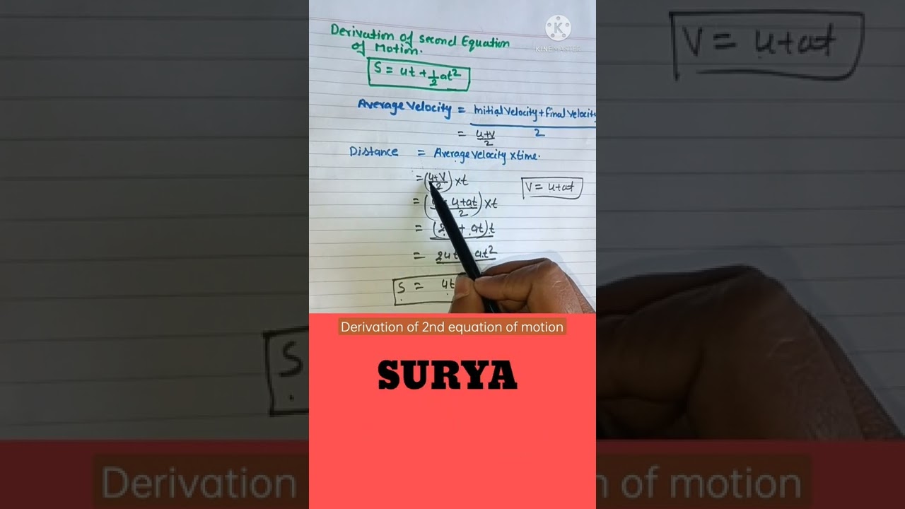 derivation of second equation of motion #youtubeshorts #reels