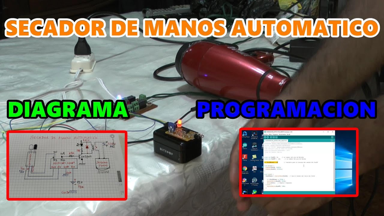✅ SECADOR DE MANOS AUTOMATICO / DIAGRAMA ESQUEMATICO y PROGRAMACION PASO A PASO / Muy FACIL
