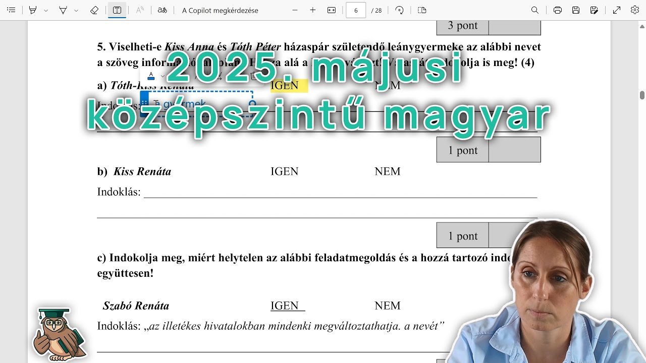 2025. m&aacute;jusi k&ouml;z&eacute;pszintű magyar &eacute;retts&eacute;gi megold&aacute;sa
