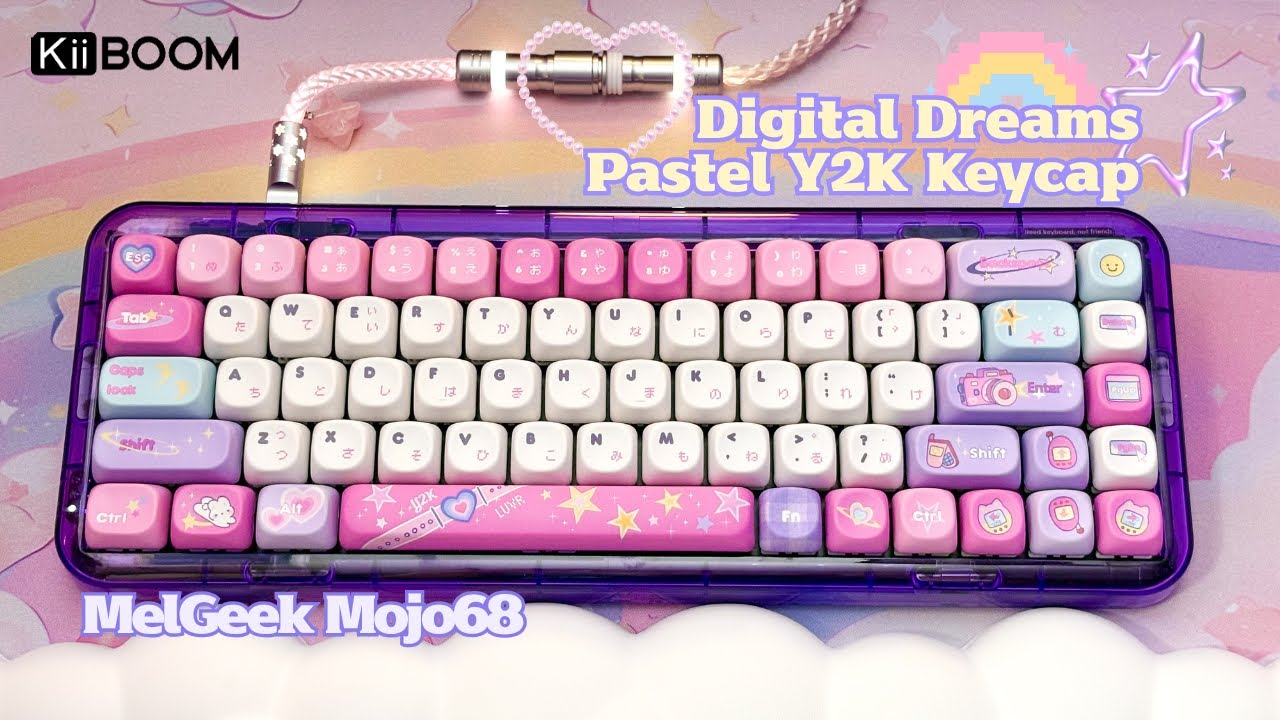 KiiBOOM Digital Dreams: Pastel Y2K Keycap💜MelGeek Mojo68 귀여운 키캡 추천💘Y2K 감성 가득! 📷🫧 멜긱 모조68 키보드에 키캡놀이✨