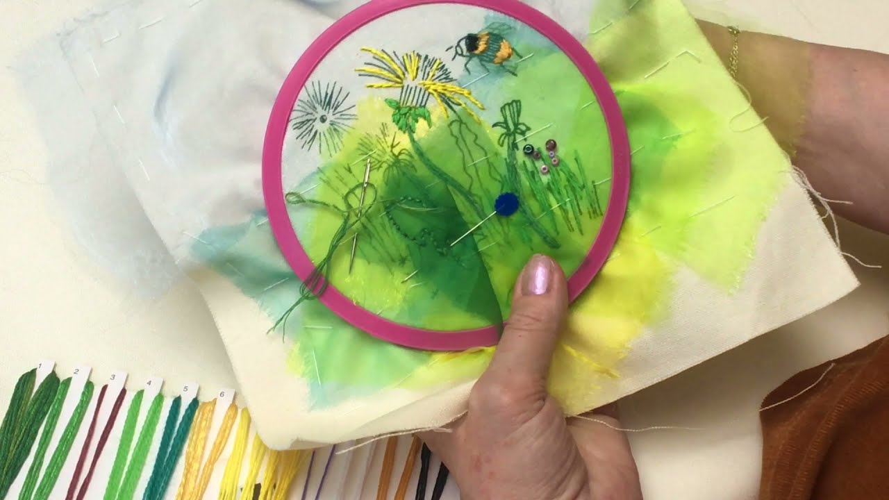 Rowandean Embroidery's Dandelion and Bumblebee kit