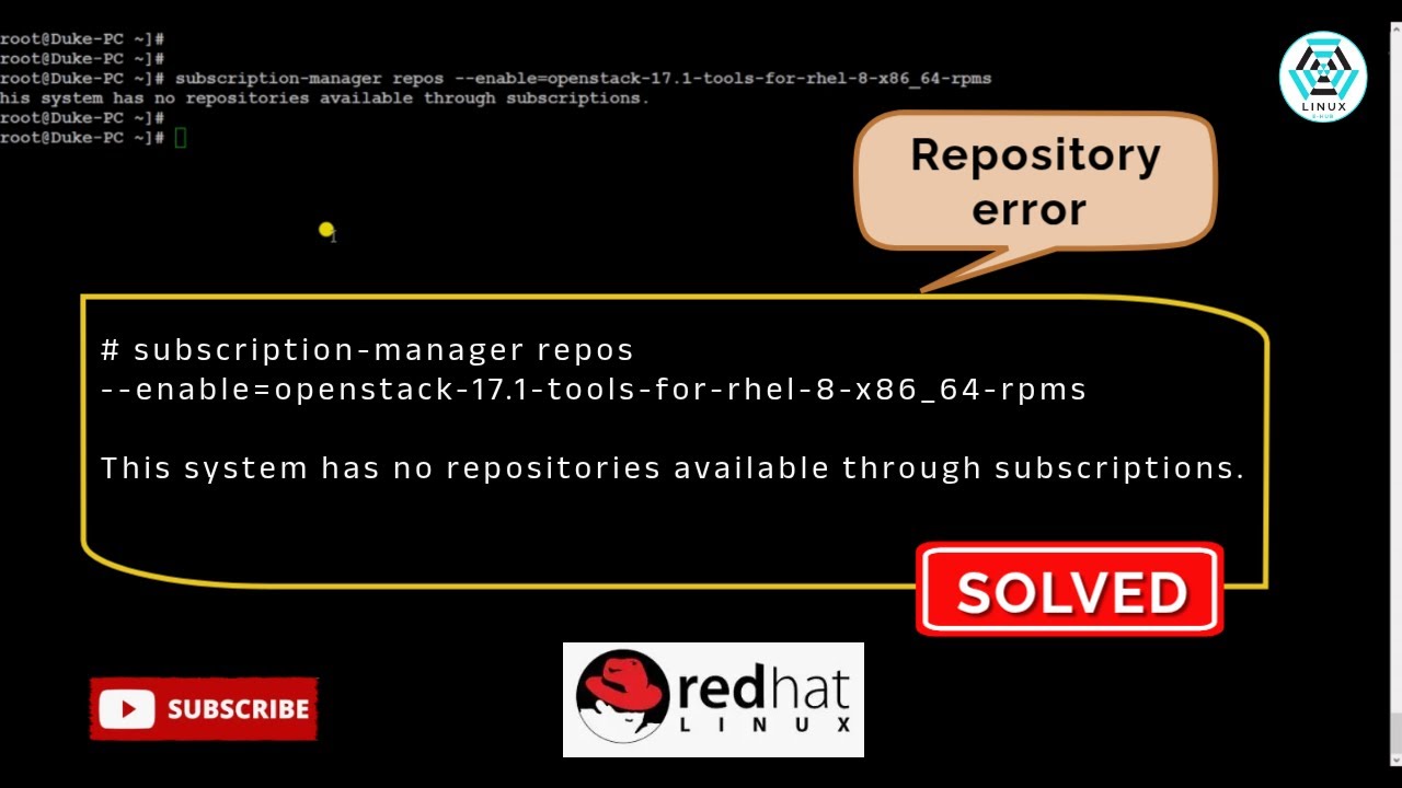 Исправление ошибки «Нет доступных репозиториев по подпискам» в RHEL | Ошибка включения репозитори...