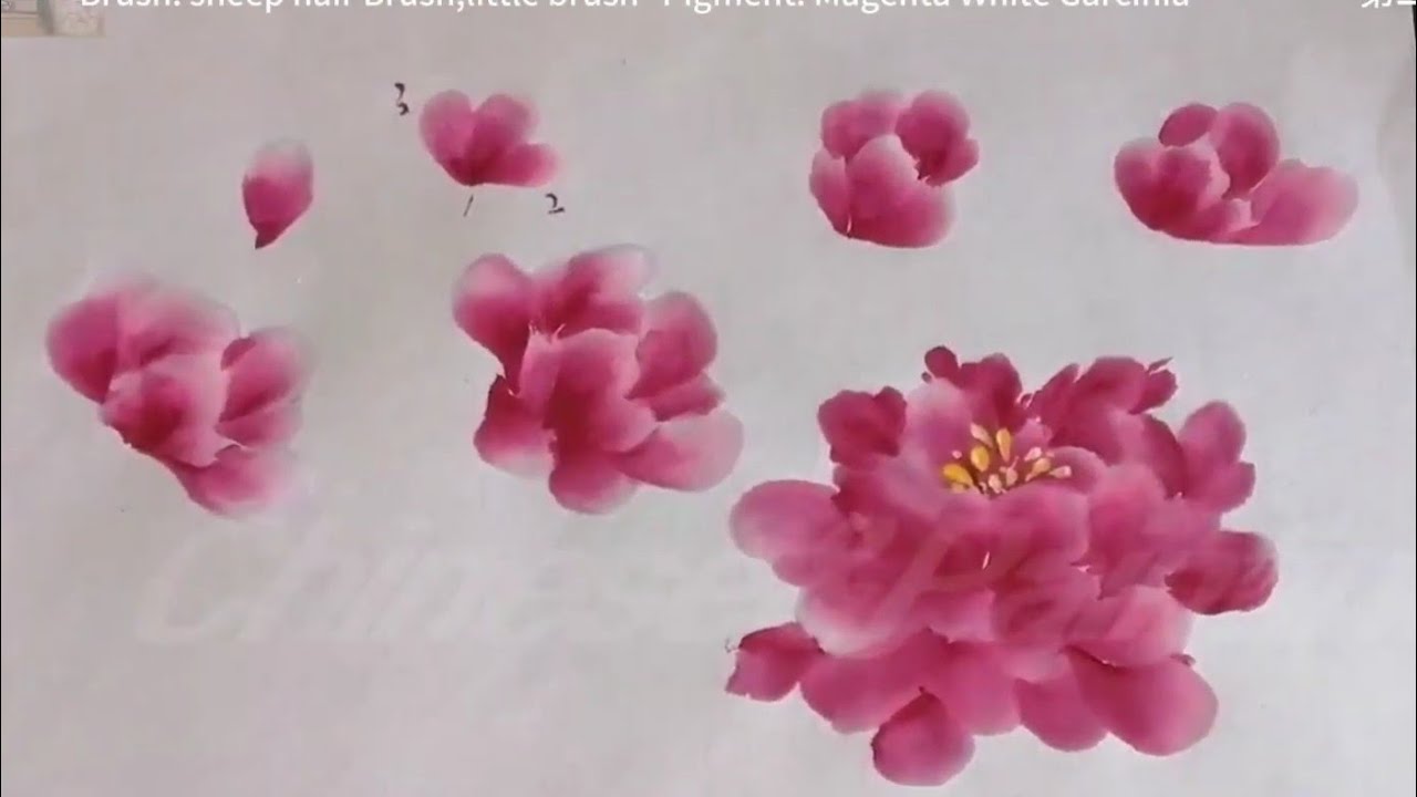 国画教学合集: 18.牡丹/ How to paint peony ‖Chinese Painting(2023)