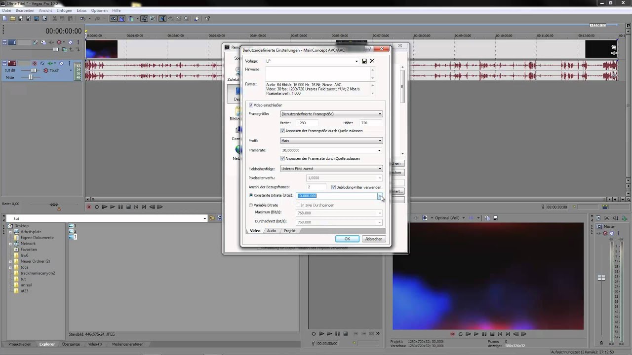 Optimale Sony Vegas Lets Play Render Settings
