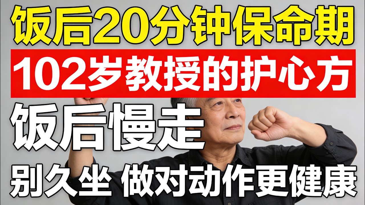 102歲教授急提醒：午飯後千萬別久坐！ 這20分鐘是“心臟保命期”，做對一個動作，比吃人參還管用！
