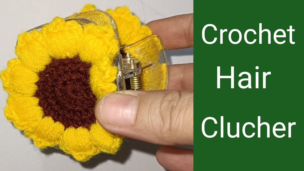 How To Make Crochet Sunflower Hair Clucher | Hair Claw Clip Tutorial Easy 