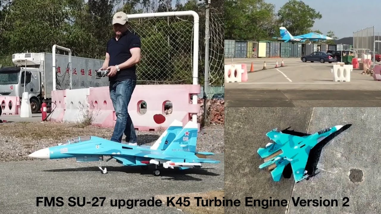 FMS Sukhoi Su27 KingTech K45 Turbine Jet Version 2 shoot by dji MP dji OA & FPV